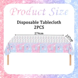 2Pcs Boy or Girl Baby Gender Reveal Tablecloth,137*274cm Baby Reveal Decorations,Pink and Blue Table Cloth,Baby Reveal Tablecloths Plastic Table Cover for Baby Shower Gender Reveal Party Decorations