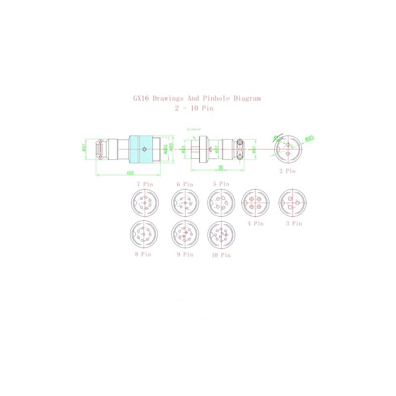 GX16 4 Pin Cable Single Female Aviation Cordset, GX16 4