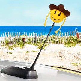 HappyBalls Cute Happy Smiley Country Cowgirl Antenna Topper Car Charm Accessory