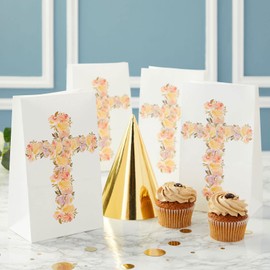 BLUE PANDA Religious Party Favor Gift Bags for Baptism, First Communion, Easter (36 Pack)