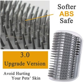 3.0 Softer Cat Self Groomer with Catnip, Dog Cat Corner Groomer,Wall Corner Scratcher Comb,Grooming Massage Brush, Perfect Scratch Massager Tool for Long & Short Fur Kitten/Puppy