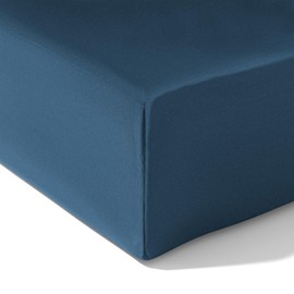wyewye Super King Fitted Sheet, Deep Blue, 180x200 cm with 40 cm Super Deep Pocket, Microfiber Fabric Bed Fitted Sheets, Breathable, Wrinkle-resistant, Non-shrinking, Non-fading
