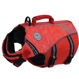 VIVAGLORY Sports Style Dog Life Jacket with Extra Flotation, Adjustable & Durable Swim Life Vest with Secure Fastening System for Small Dogs, Red