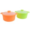 Set of 2, Microwave Silicone Steamer Pot with Handle &
