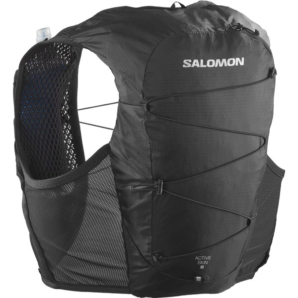 Salomon Active Skin 8 Set Hydration Vest Rucksack Backpack (Active Skin 8 Sets) BLACK/EBONY, Black