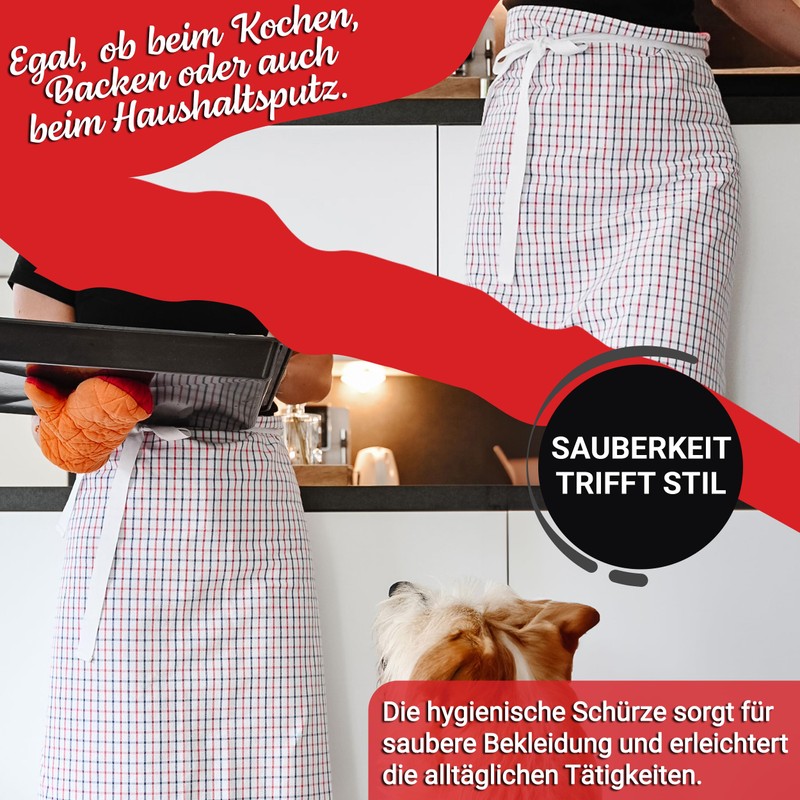 ZOLLNER Apron 100% Cotton, White, 570, Red-blue-white-chequered
