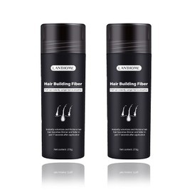 Roseflower 2pcs Hair Fibers for Thinning Hair, Undetectable Natural Hair Thickening Fibers, Hair Building Fibers for Women and Men, Thicker Fuller Hair Conceals Hair Loss, Black 27.5g x 2