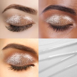 Diamond Glitter Liquid Eyeshadow & Eyeliner Pen, Starry Sequins Mermaid Eye Shadow, Crease Resistant, Long Lasting and Pigmented Sparkling & Shimmer Eyes Makeup(#14 Pearl White)