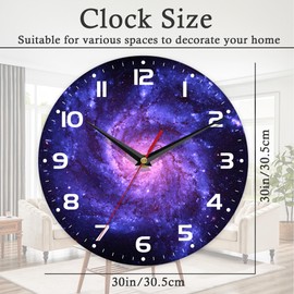 ENUIEO Wall Clock, 10 Inch Silent Non-Ticking Home Kitchen Decor, Battery Operated for Bathroom Bedroom Living Room Office(Cosmic Galaxy)