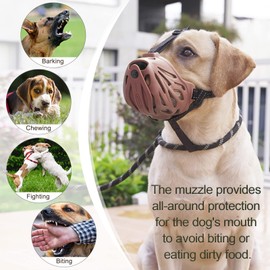 Petyouyou Basket Dog Muzzle for Large Dog to Stop Mouth Biting Baking Eating Rocks for Medium Sized Extra Small Puppy Cage Breed German Shepherd Frenchie (Brown,XXL,Snout 12"-12.75")