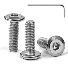 Tunejoy Pack of 30 Flat Head Screws M6 x 20 mm Flat Head Screws Stainless Steel A2 V2A Furniture Screws Hexagon Socket Full Thread with Allen Key