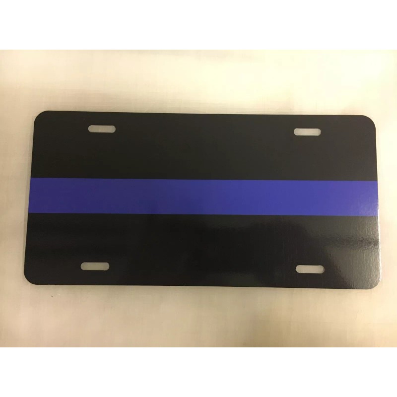Amel Thin Blue Line License Plate Front Black Sheriff Plate