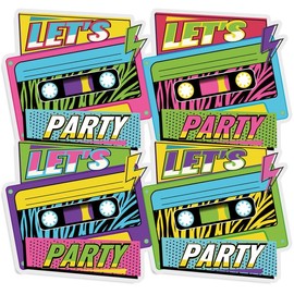 Honoson 100 Servilletas Let's Party Servilletas de Papel Desechables para Cóctel Servilletas de Casete para Decoración de Fiestas de Cumpleaños con Temática de Discoteca Hip Hop de Años 70 80 90