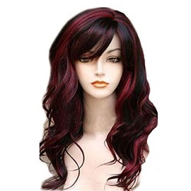 YOVEKAT 24 Inch Women Curly Wave Wig Fashion Women Synthetic Hair Wig Women Cosplay Costume Party Hairpieces (Red)