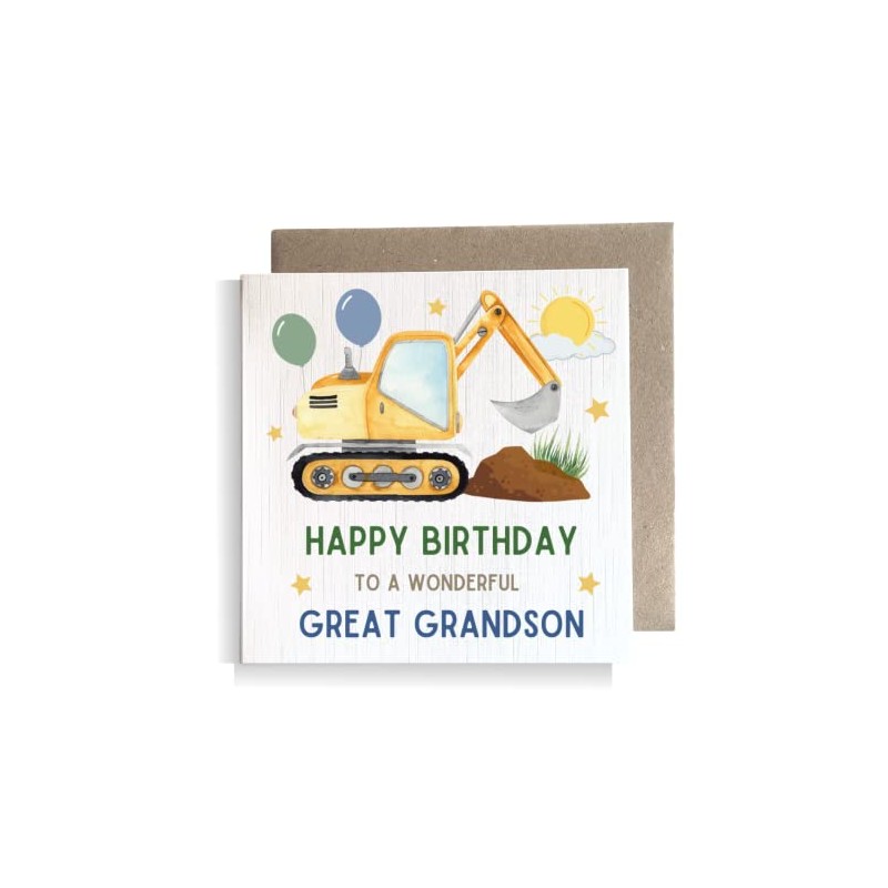 Second Ave Great Grandson Birthday Children's Kids Baby Digger Square