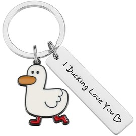 4Trails Duck Keychain I DUCKING LOVE YOU, Metal Duck Key Chain Keyring, Couple Keychain, Duck Inspirational Gift for Duck Lover birthday holidays