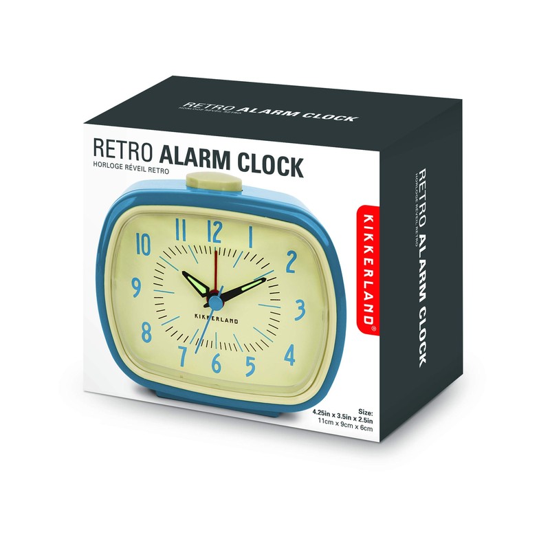 Kikkerland Retro Alarm Clock, Blue
