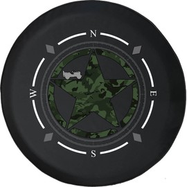 Spare Tire Cover Compass American Military Star Green Camo Fits SUV or Camper RV Accessories Trailer Tire Cover Size 33 Inch