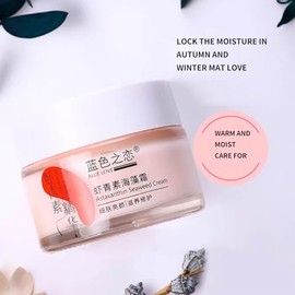 BLUE LOVE Crema facial con astaxantina y algas marinas para hombres y mujeres, crema facial hidratante antienvejecimiento, crema hidratante para el cu