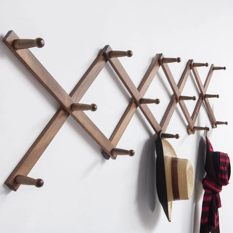FixtureDisplays Accordion Wallmount Hat Hanger, Expandable Purse Coat Backpack Rack