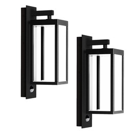 Lustrlach 2 Pack Outdoor Motion Sensor Wall Lights for House,15in LED Exterior Modern Porch Light Fixture Black with Clear Glass IP54 Waterproof for Outside Garden Front Door Patio,750Lumen,13W