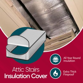 Attic Door Insulation Cover for Pull Down Ladder or Stair 25" x 54" x 11"- R-Value 15.6 Extra Thick Fire Proof Attic Tent Stairway Insulator with Easy Installation, Door Seal Hatch by Miloo