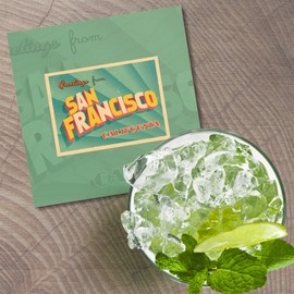 Unbranded San Francisco California USA Retro Greetings 4'' X 4'' Square Wooden Coaster