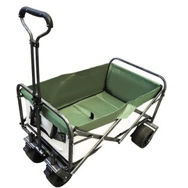LKJYBG Utility Kids Wagon for Outdoor Garden Park Walking, Portable Beach Camping Trolley Cart with Foot Brakes, All-Terrain Outdoor Collapsible Wagon for Fishing Green As Shown