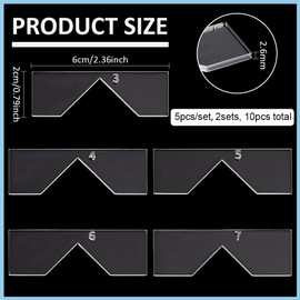 BENECREAT 10 Pieces Acrylic Corner Miter Tool, 3/4/5/6/7mm Transparent Corner Cutting Tool for Binding Books, Corner Cutter Set for Making Albums, Bookbinding
