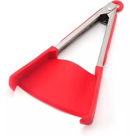 MY DEVELOPMENT Multi-Functional Silicone Spatula & Tongs - Simply Flip | Heat Resistant Silicon BBQ Gadget | Super Grip | Red, 12 Inches