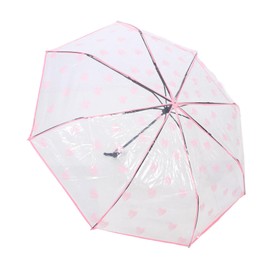 PACKOVE Transparent Folding Umbrella Adorable Heart Pattern Compact Rainproof Umbrella for Outdoor Use for Students and Daily Errands Lightweight and Easy to Carry