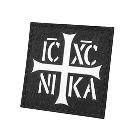Orthodox Cross ICXC Nika Christogram 2x2 Lasercut Morale Tactical Patch (Black Solid White)