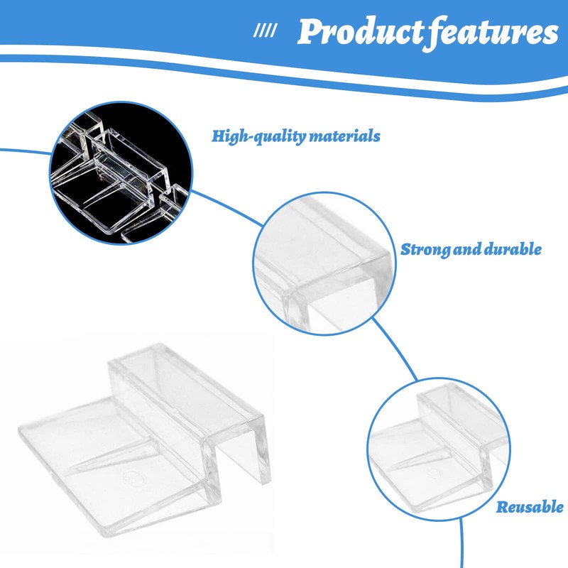 OTKARXUS 8 Pcs Aquarium Lid Clips Clear Acrylic Holder Holder