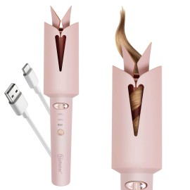 Portable Cordless Electric Hair Curler, USB Rechargeable Curling Iron for Professional Hair Styling-132color: Pink, plug type: USB, voltage: 100-120V