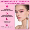 4-In-1 Eye & Cheek Palette, Blush Highlighter with 1 PCS