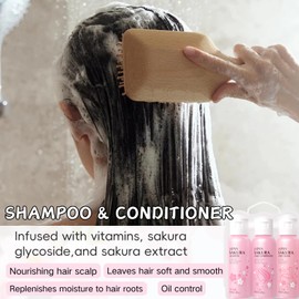 Sakura Bath Sets for Women Gift - Spa Gifts for Women - Bath Gift Set for Women - Nourishing Gift Basket for Mom - Travel Size Toiletries for Women - 3pcs Sakura Scented Body Wash,Shampoo, Conditioner