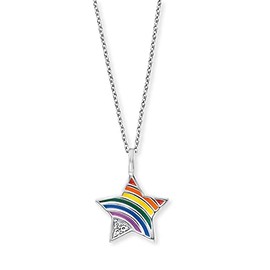 Herzengel Girls' Children's Necklace Made of Sterling Silver and Enamel Pendant – Lobster Clasp – Adjustable Length – Nickel-Free, Sterling Silver, Cubic Zirconia