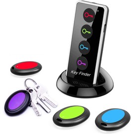 Schlüsselfinder RF Key Finder, Wireless Schlüssel Finder mit 4 Empfängern, 1 RF-Sender, LED, 1 Basis, 80dB RF Item Locator mit 98 Fuß, Kabelloser Sachenfinder, Brieftaschen-Tracker, Artikel Tracker