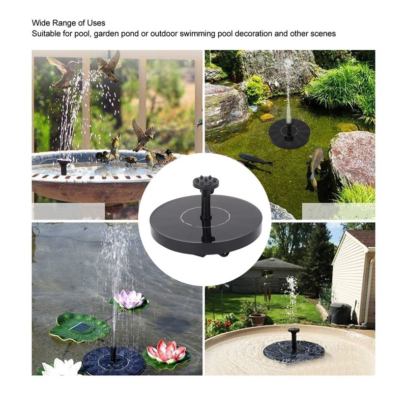 Solar Fountain Low Noise Multi Nozzles Waterproof Floating Fountain for