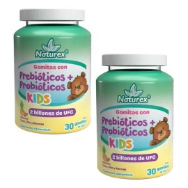 Gomitas de Probióticos y Prebióticos para Niños con Sabor Fresa, Piña y Naranja – Pack de 2