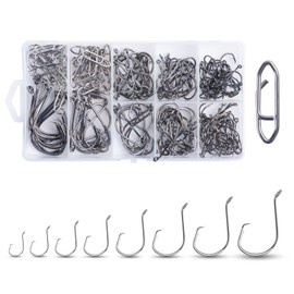 Goture Fishing Hook Set (150 Pieces, 1# to 1/0#, 8 Sizes) with Quick Snap, For Fishing, Sea Fishing, Freshwater Fishing, Catfish, Trout, Medallion, Salmon, Suzuki
