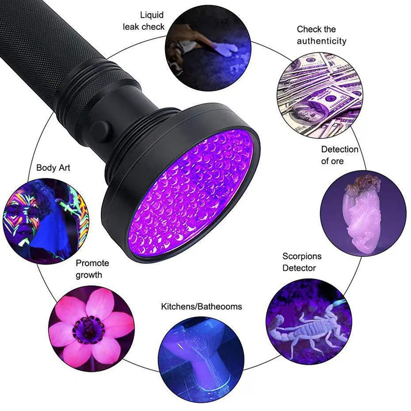 UV Flashlight Black Light, 100 LED Black Flash Light for
