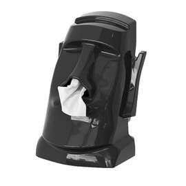 Kim Mai Paper Towel case Creative Moai Tissue Box Holder for Sunglasses, Headphones & Hats - Decorative Storage Organizer for Living Room, Bedroom, Office -ABS Plastic, 3 Colors Available (Black)