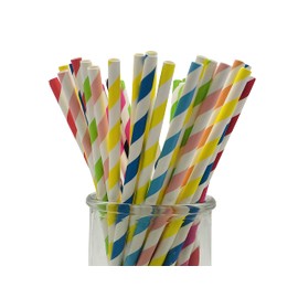 200 Pcs Colorful Disposable Straws, Multicolor Drinking Straws, Rainbow Paper Straws for Juices, Shakes, Cocktail, Smoothies, Party Supplies (Rainbow)