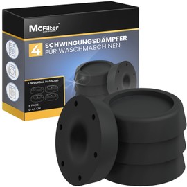 McFilter 4 Vibration Dampers for Washing Machines and Dryers Universal Vibration Damper Compatible with Bosch, Siemens, AEG Non-Slip Rubber Pads, Rubber Feet, Washing Machine Mat - Black