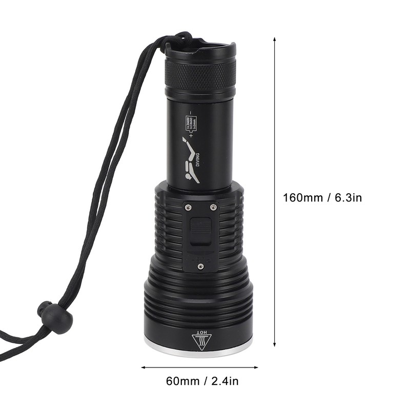 Dive Flashlight 3800LM 100m IPX8 Waterproof 3 Lighting Modes Dive