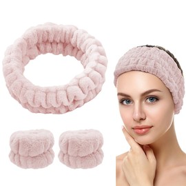 XYTAHDM Stirnband Damen, Elastisches Gesicht Handgelenk Waschband, Damen Spa Haarband Haarband, Make up Stirnband Handgelenk Waschband Set für Hautpflege,Gesichtsreinigung,Dusche