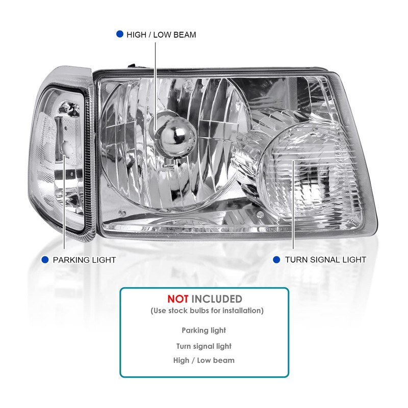 Spec-D Tuning Chrome Crystal Headlights + Corner Lights Turn Signal