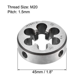 sourcing map M20 X 1.5 Metric Round Die, Machine Thread Left Hand Threading Die, Alloy Tool Steel Screw Thread Cutting Die