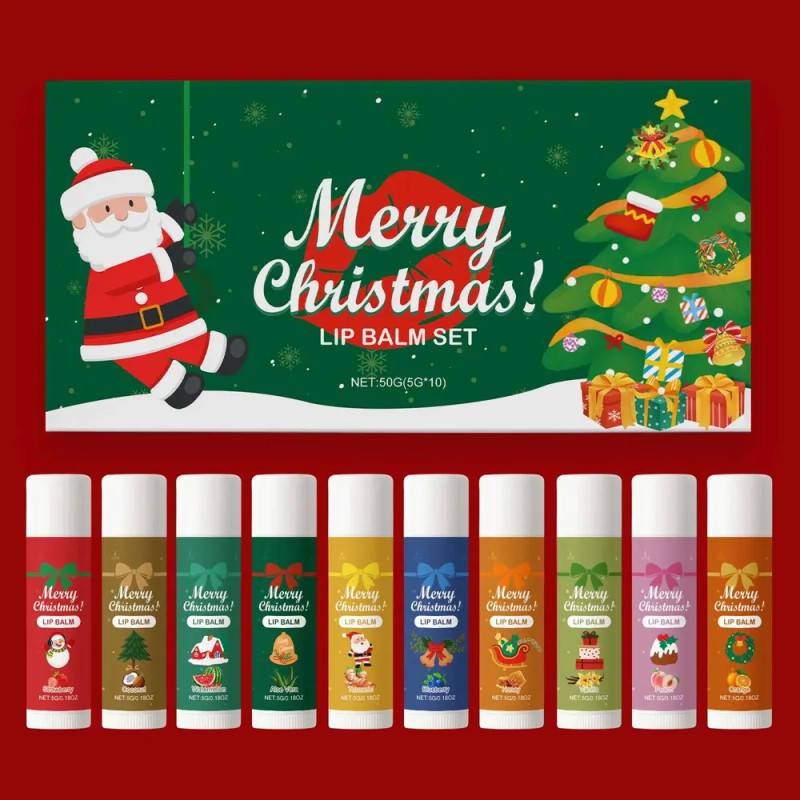 Serie De Lápices Labiales Navideños Para Agrietar Frutas, He As